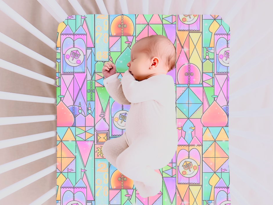 It's a Small World Stained Glass Crib Sheet