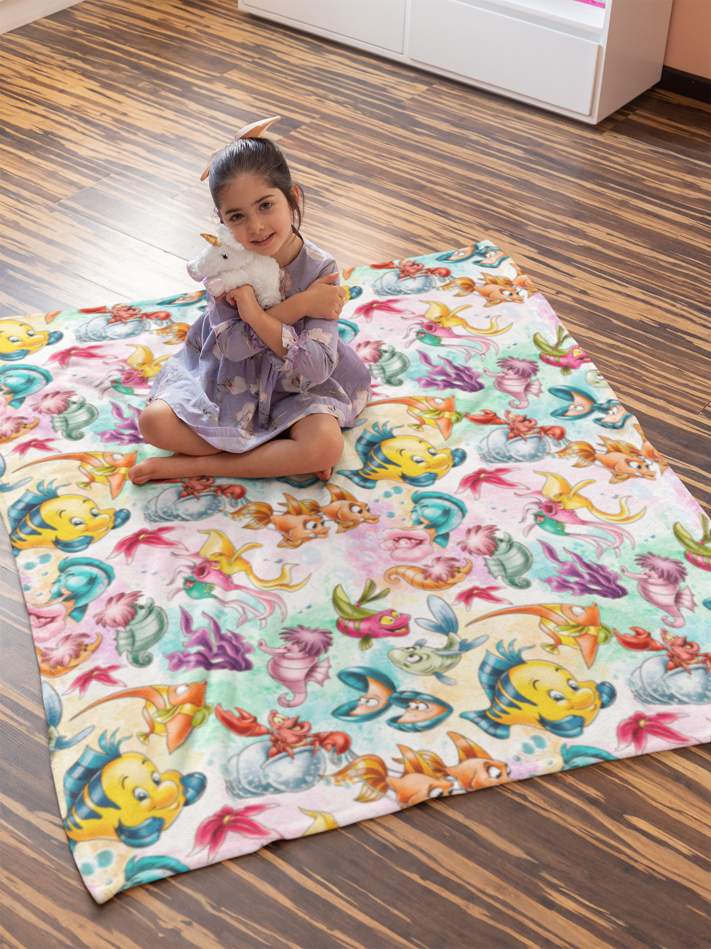 Little Mermaid Blanket, Under the Sea Fish Fiesta Ocean Minky Blanket