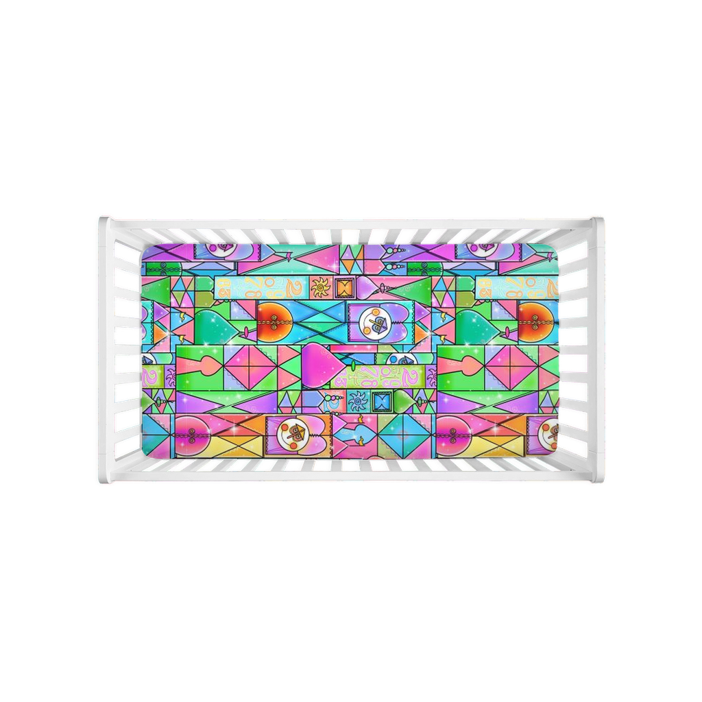 It's a Small World Stained Glass Crib Sheet