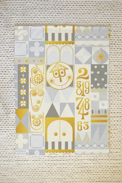 Gray It's a Small World Minky Blanket