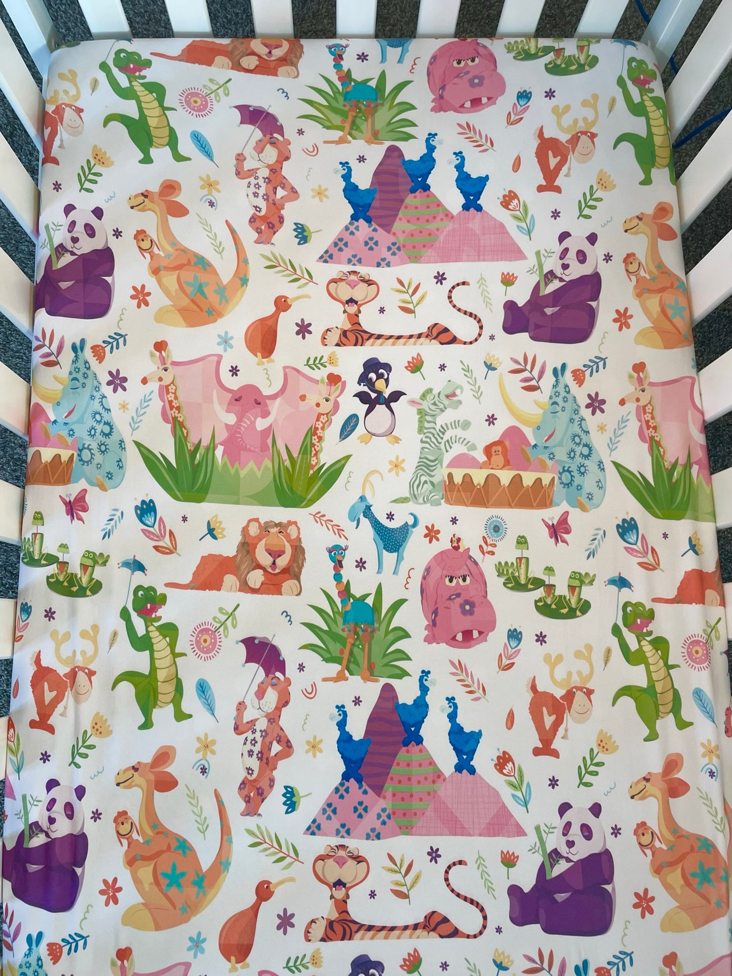 It's a Small World Animal Crib Sheet