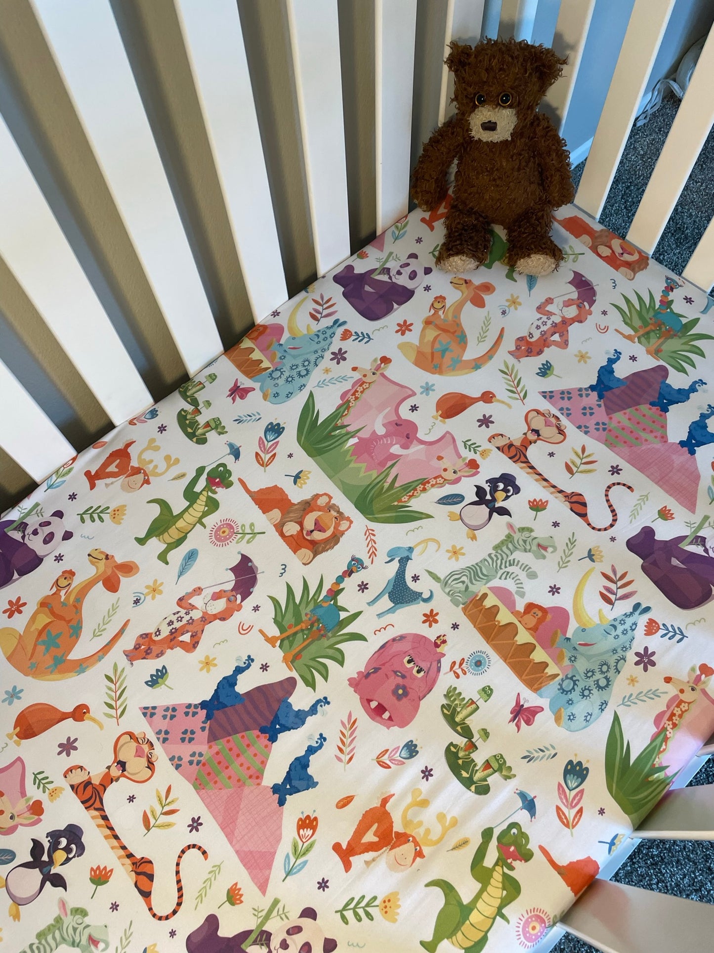 It's a Small World Animal Crib Sheet