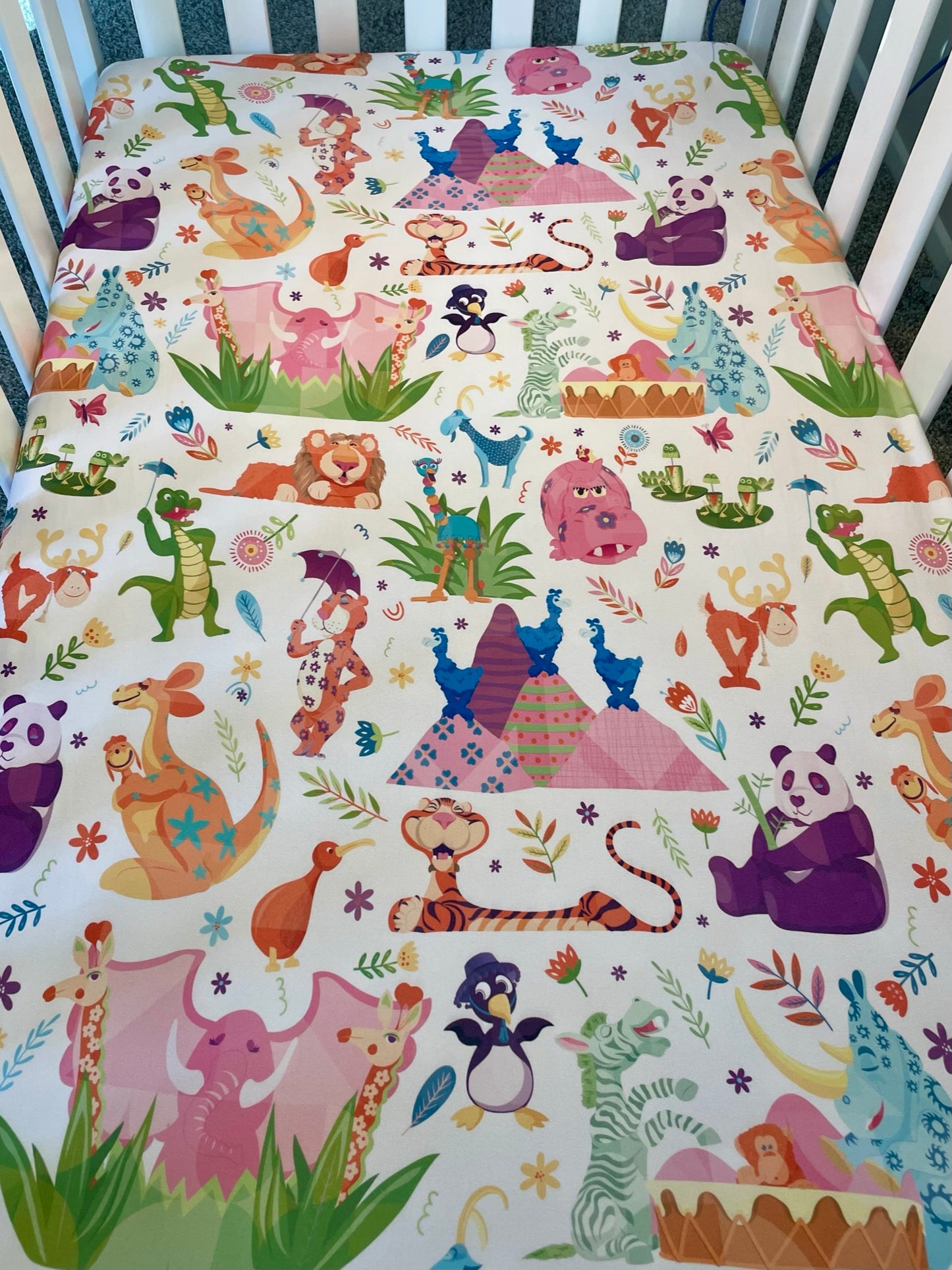 It's a Small World Animal Crib Sheet