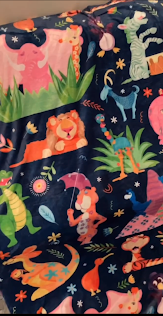 It's a Small World Animal Icons Navy Minky Blanket