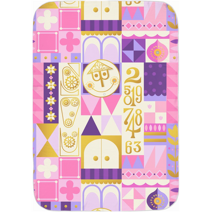 Pink It's a Small World Swaddle Blanket