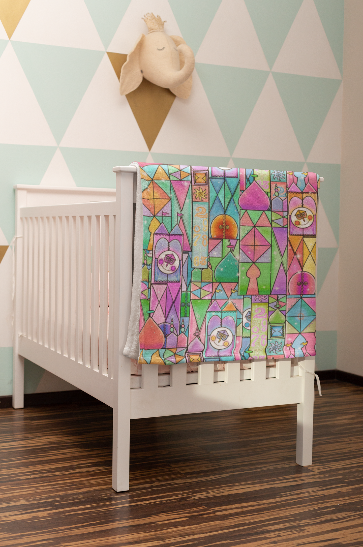 It's a Small World Stained Glass Minky Blanket