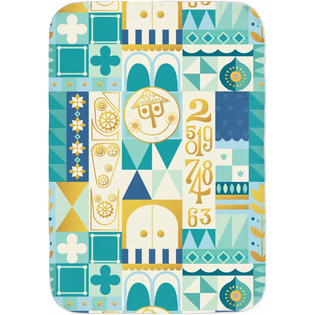 Blue It's a Small World Swaddle Blanket