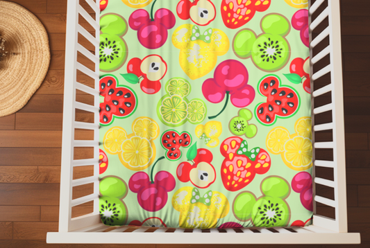 Magical Mouse Summer Fruit Crib Sheet